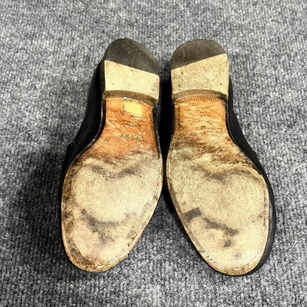 Gucci Shoes Womens 6 Black 36 Leather Horsebit Loafer Flats Slip On Italian